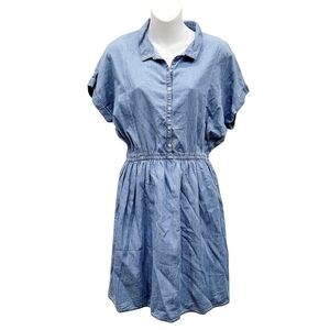 2/$20 Y2K One Piece Blue Denim Buttons Down Dress Size: Small